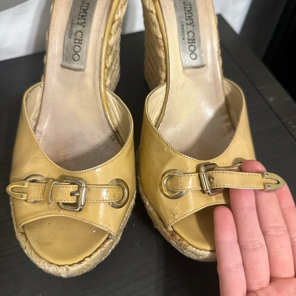 Authentic Jimmy Choo Women’s Yellow Wedge Sandals